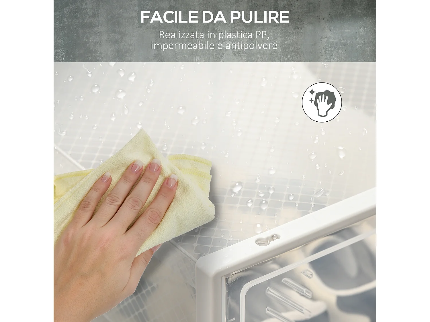 8 cubi contenitori in pp bianco e trasparente con porta magnetica