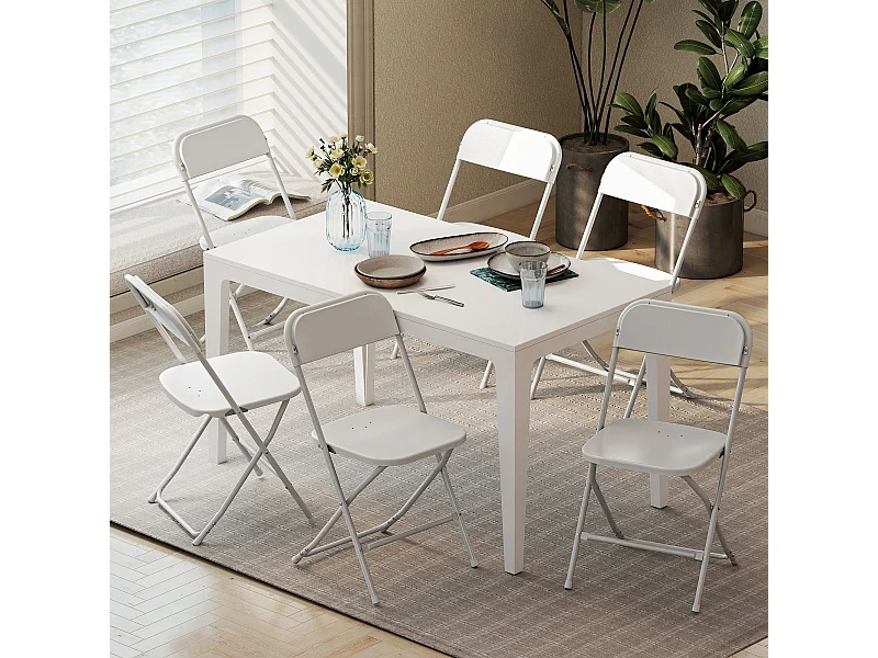 Set 6 sedie pieghevoli con fori di drenaggio 45x49x79.5 cm bianco