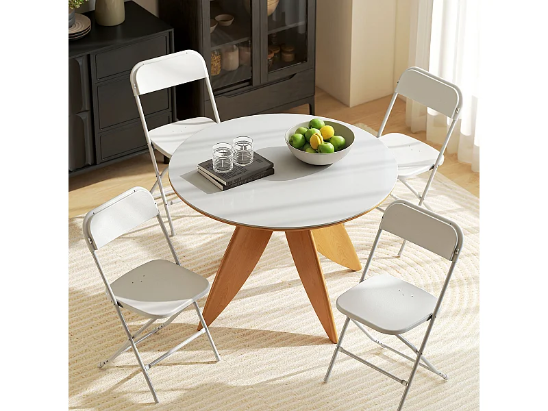 Set 4 sedie pieghevoli con fori di drenaggio 45x49x79.5 cm bianco