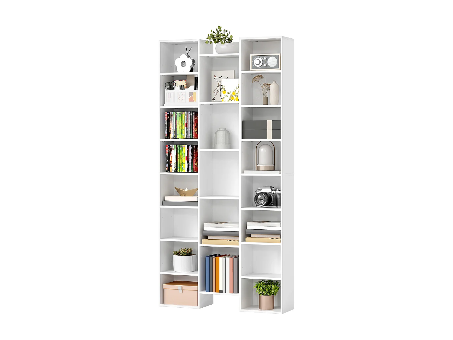 Libreria moderna alta 181 cm con ripiani regolabili bianco