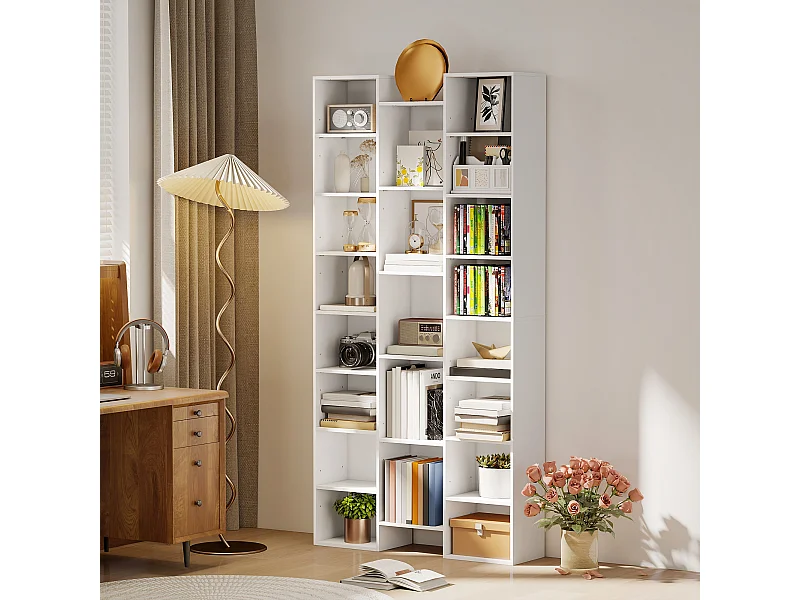 Libreria moderna alta 181 cm con ripiani regolabili bianco