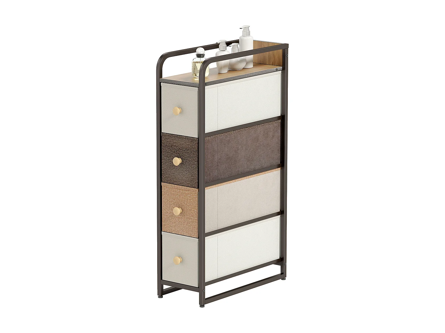 Cassettiera a 4 cassetti pieghevoli in tessuto acciaio e legno