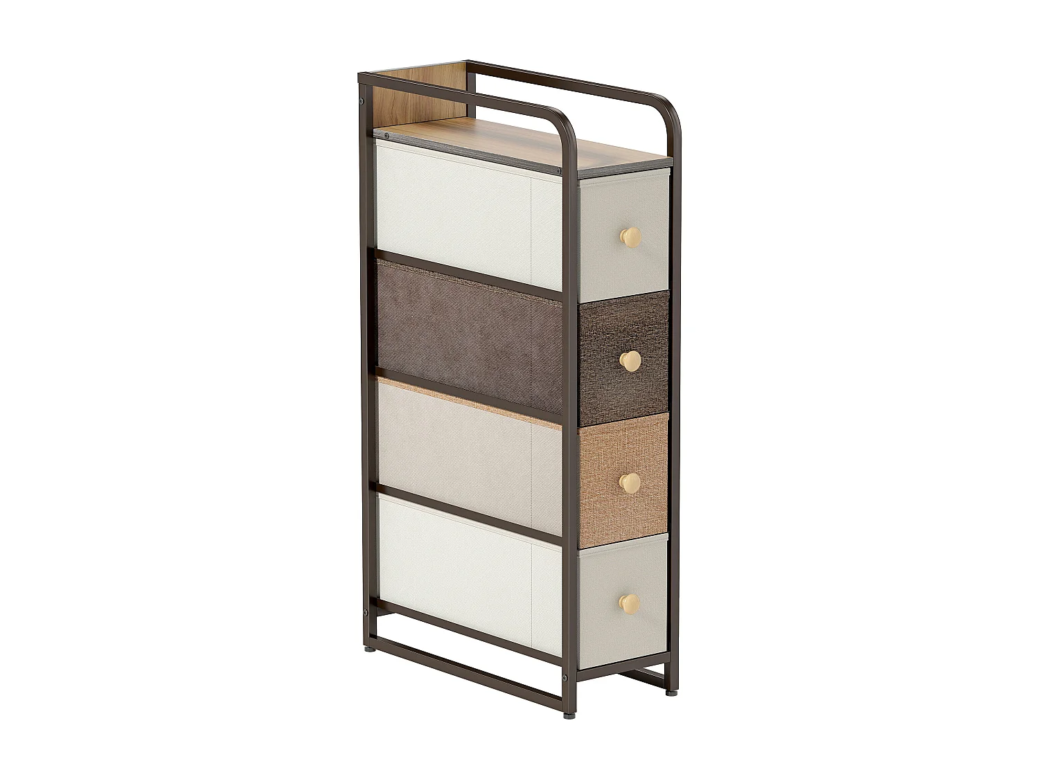 Cassettiera a 4 cassetti pieghevoli in tessuto acciaio e legno