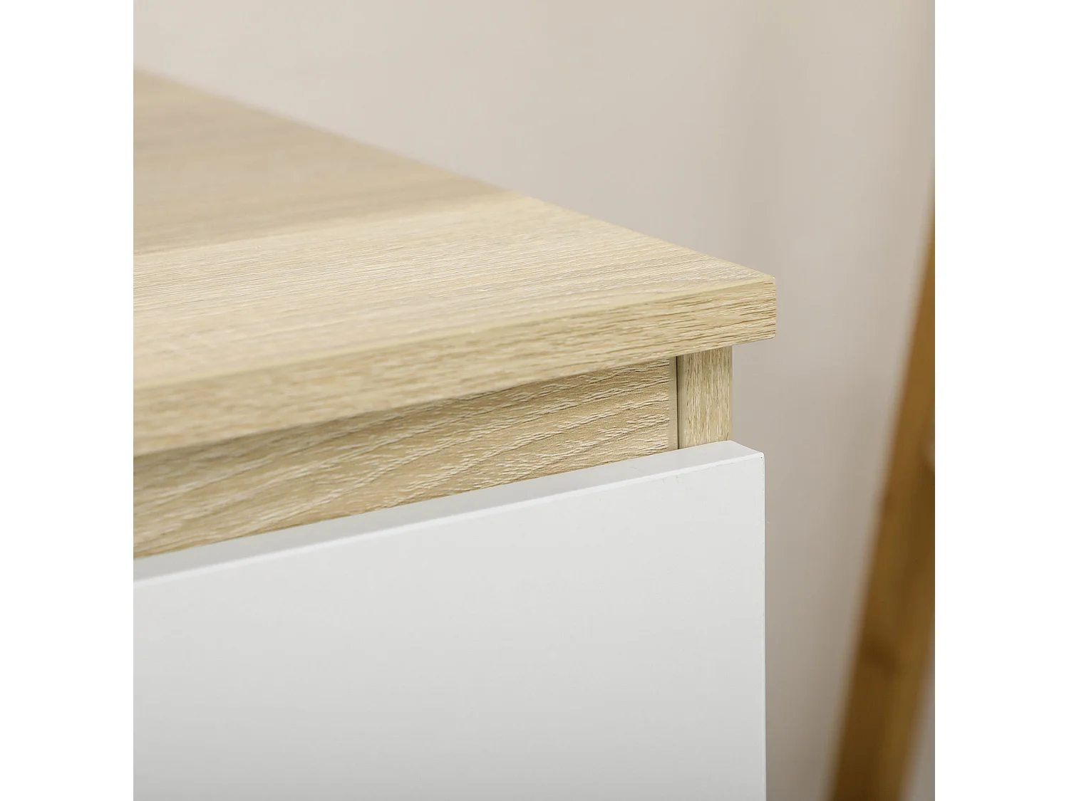 Cassettiera 6 cassetti in legno 135x48x77cm bianco e legno