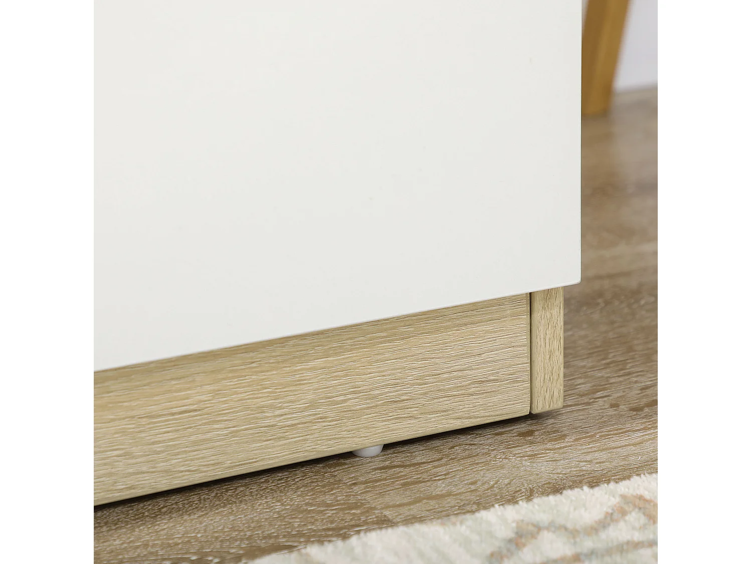 Cassettiera 6 cassetti in legno 135x48x77cm bianco e legno