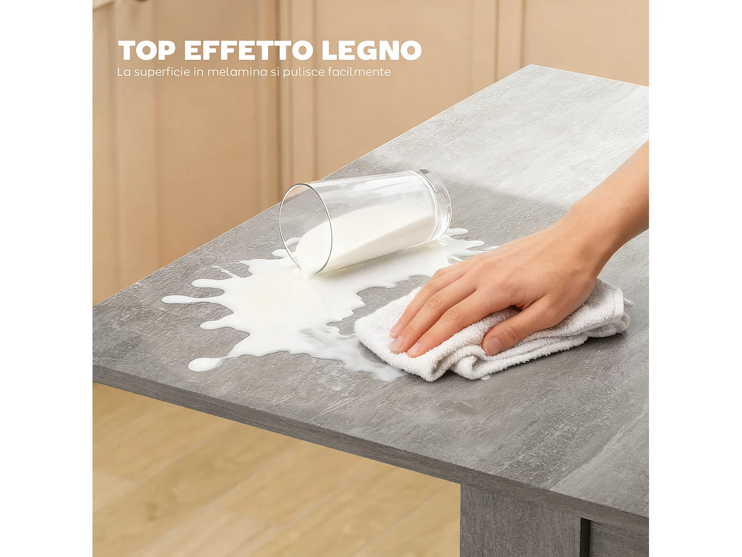 Tavolo da pranzo allungabile per 4-6 persone grigio e color legno