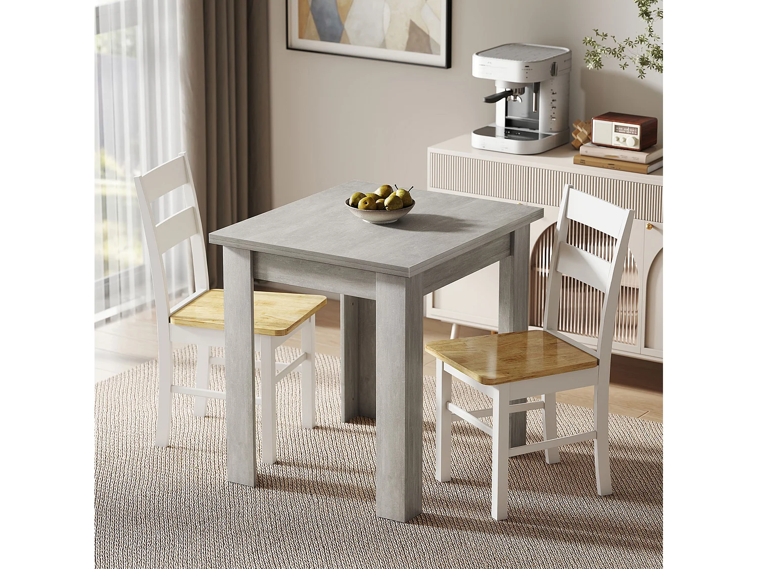 Tavolo da pranzo allungabile per 4-6 persone grigio e color legno