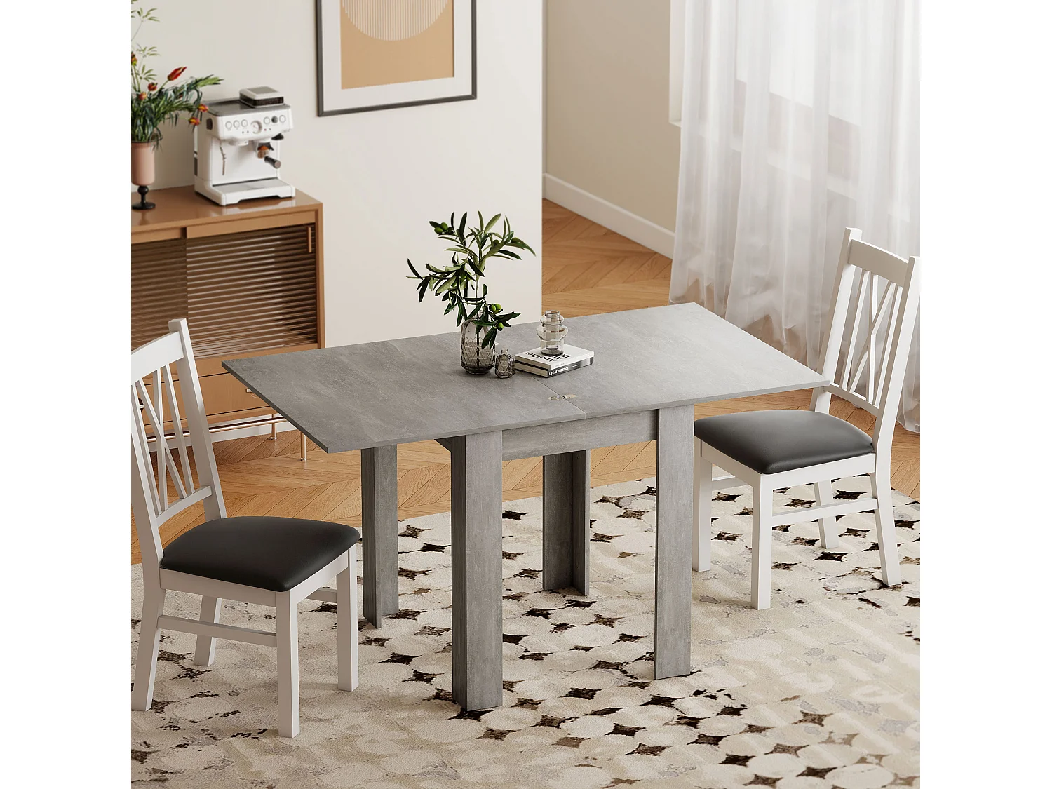 Tavolo da pranzo allungabile per 4-6 persone grigio e color legno