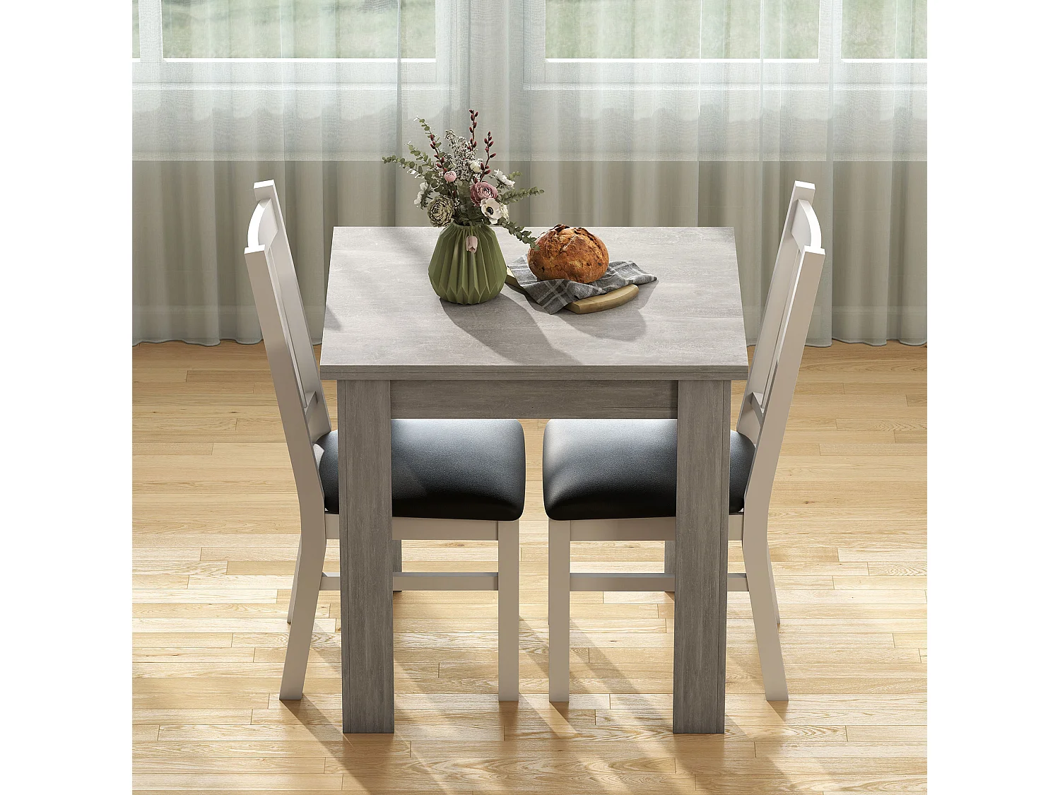 Tavolo da pranzo allungabile per 4-6 persone grigio e color legno