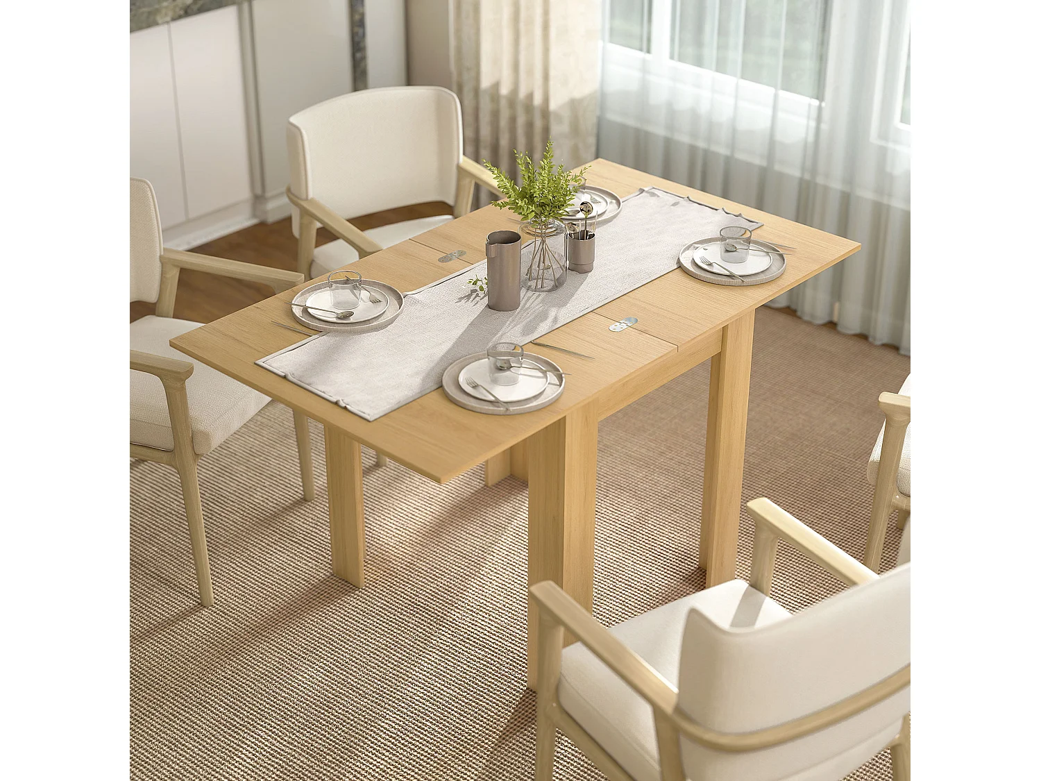 Tavolo da pranzo allungabile per 4-6 persone in truciolato color legno