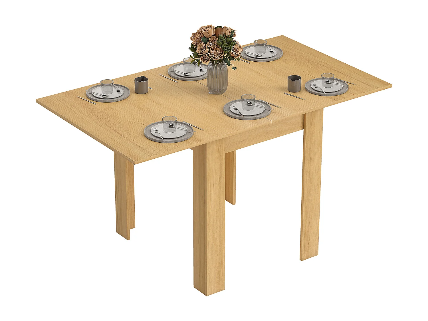 Tavolo da pranzo allungabile per 4-6 persone in truciolato color legno