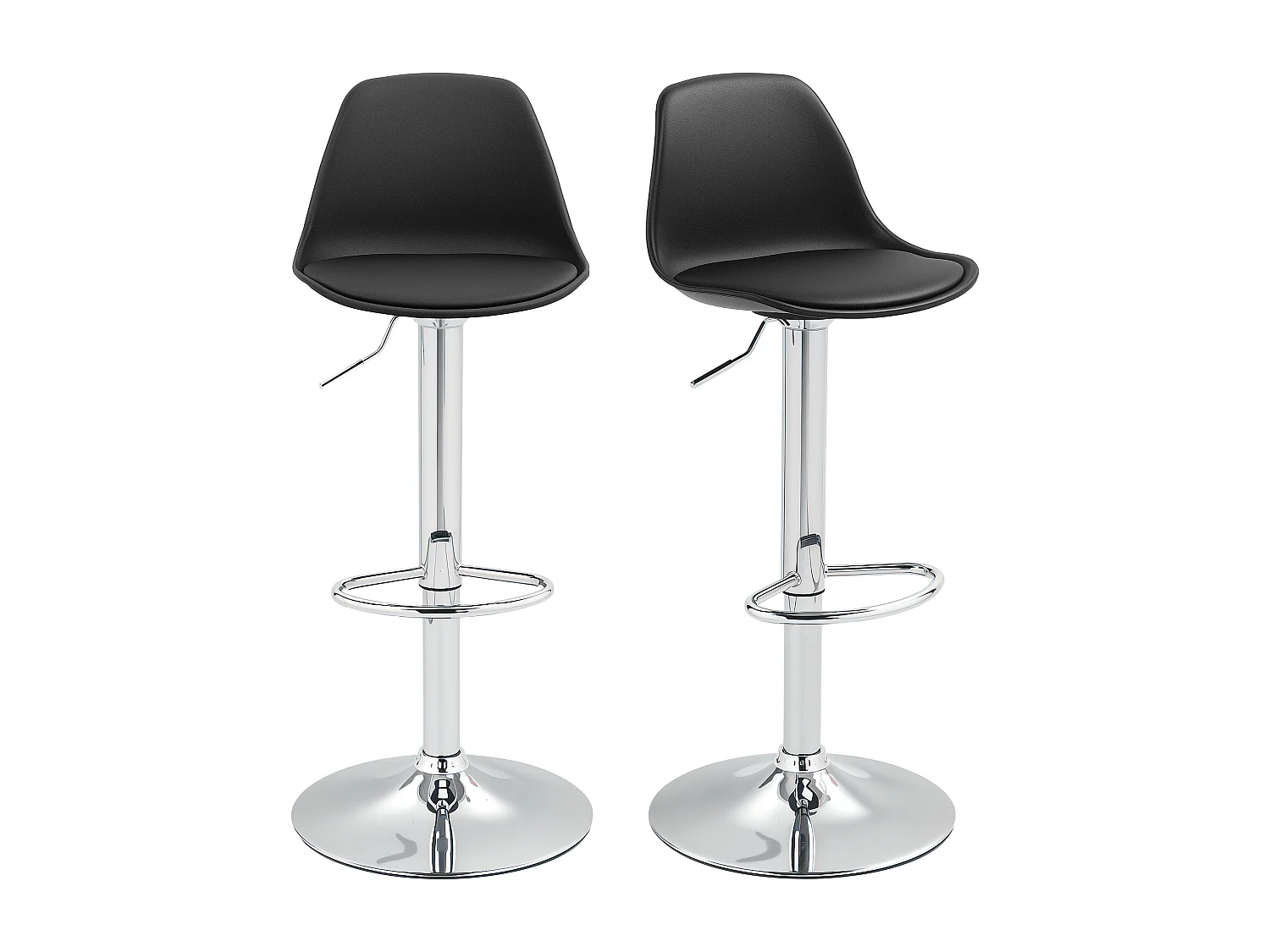 Set 2 sgabelli da bar girevoli con schienale e poggiapiedi nero