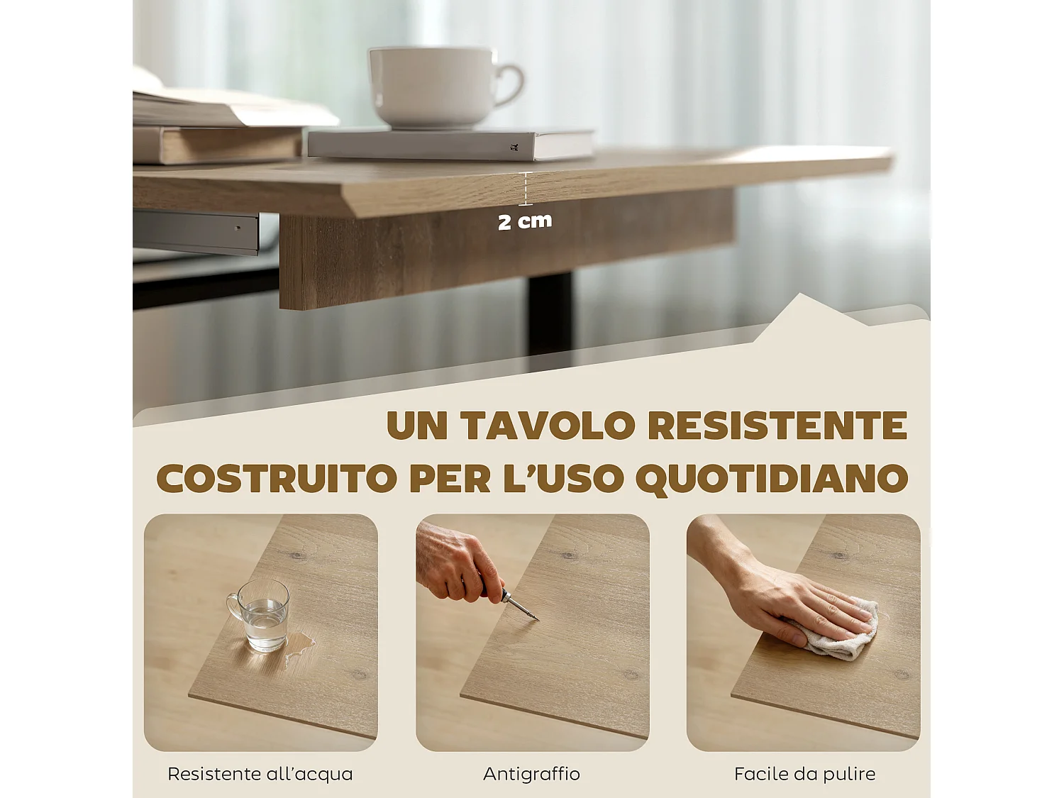 Tavolo da pranzo industriale rettangolare per 6-8 persone nero e legno