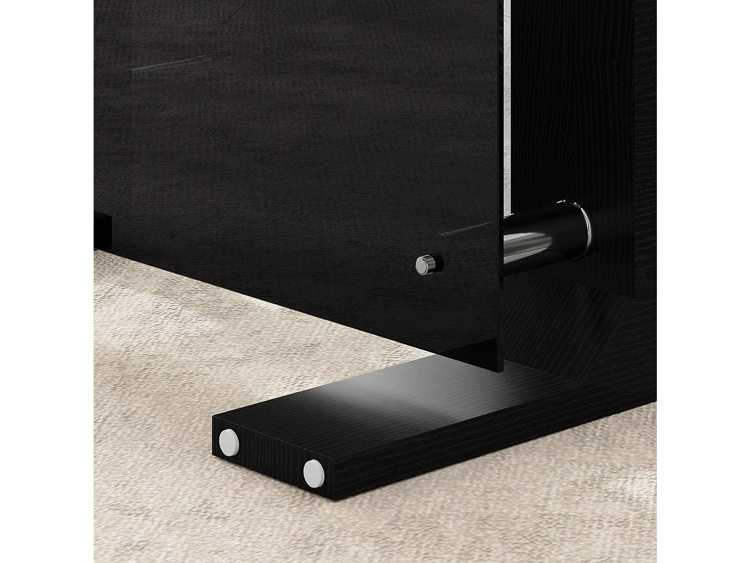 Tavolino da caffè moderno 2 livelli in vetro e legno nero 90x50x42 cm
