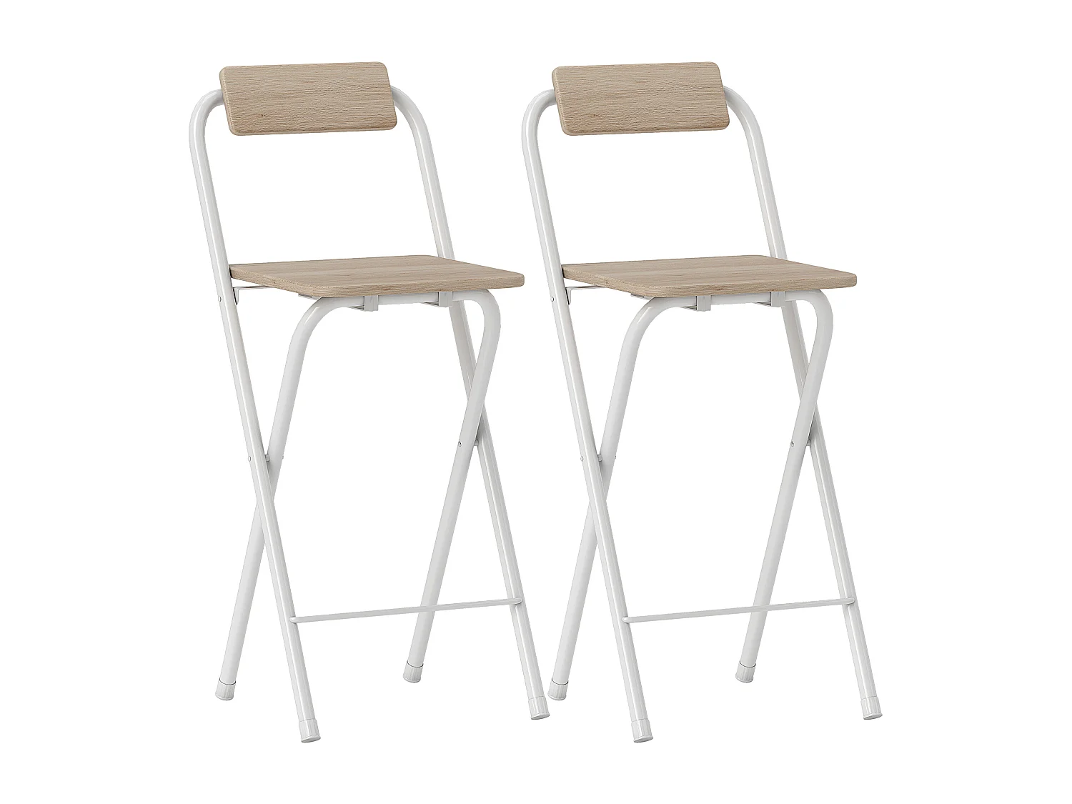 Set 2 sgabelli da bar pieghevoli con poggiapiedi colore legno