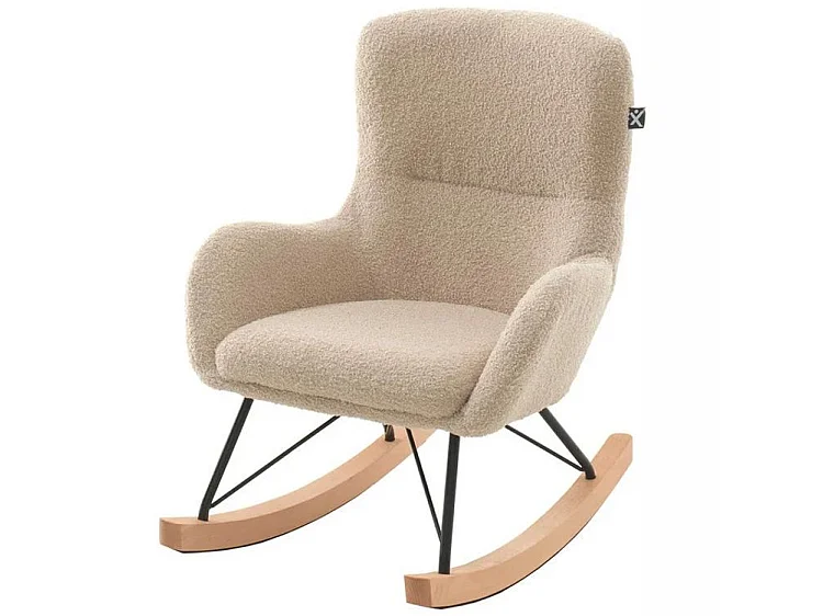 Fauteuil à bascule pour enfant ROCKY - Tissu bouclé-Beige