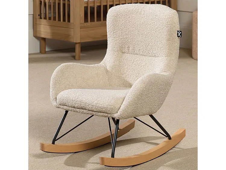 Fauteuil à bascule pour enfant ROCKY - Tissu bouclé-Beige
