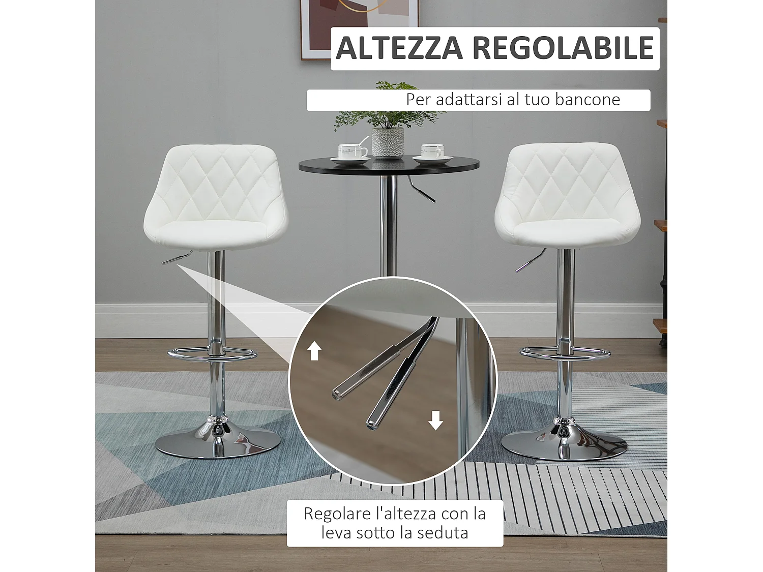 Set 2 sgabelli da bar girevoli in similpelle altezza regolabile