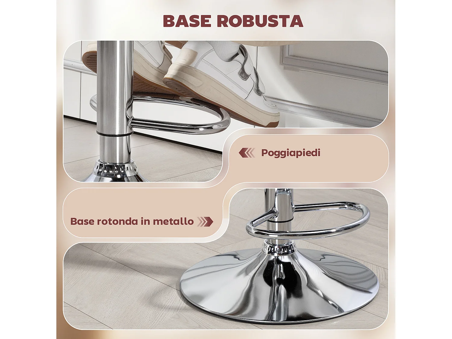 Sgabello da bar con braccioli e schienale in finta pelle rosso vino