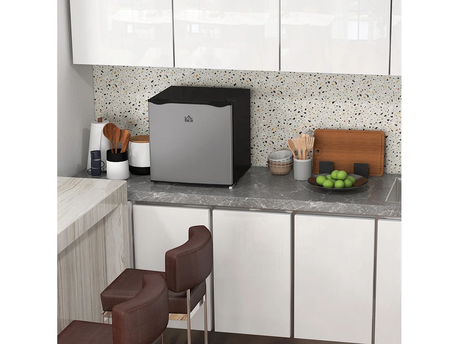 Mini frigo da 35l con ripiano rimovibile e porta reversibile argento