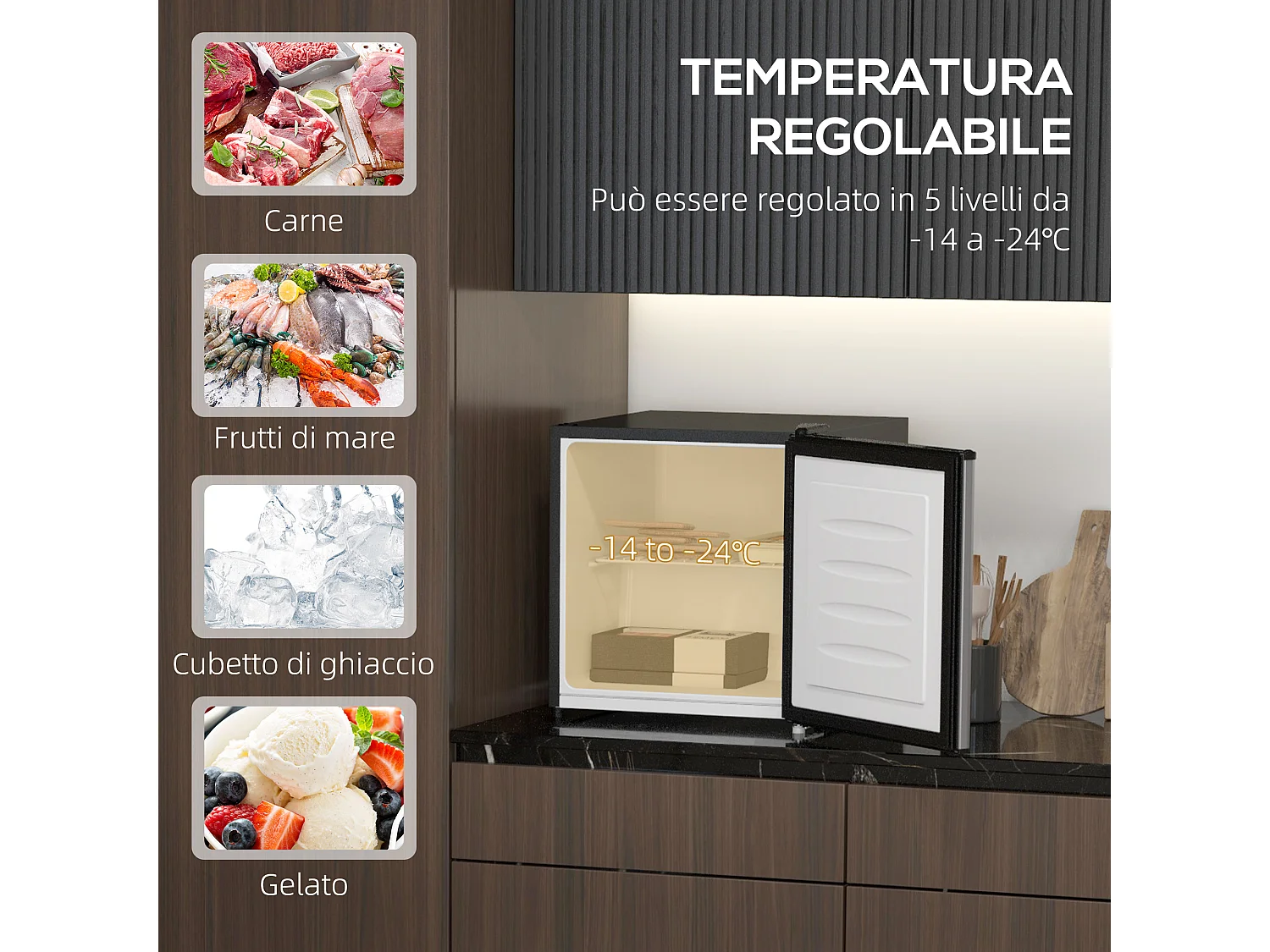 Mini frigo da 35l con ripiano rimovibile e porta reversibile argento