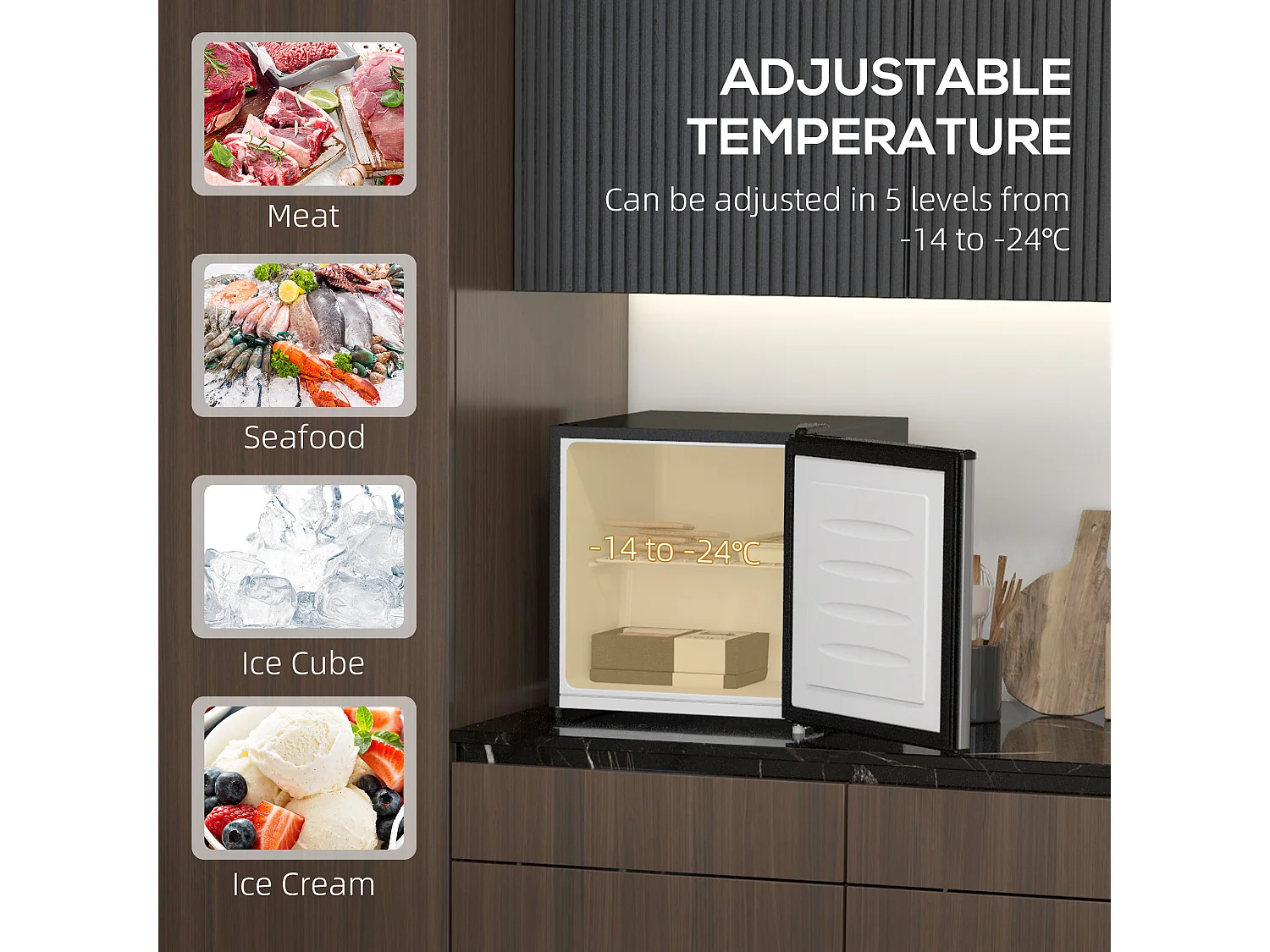 Mini frigo da 35l con ripiano rimovibile e porta reversibile argento