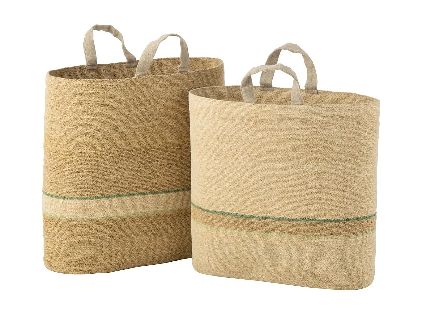 Lot de 2 Paniers en Jonc de Mer "Willie" 62cm Naturel & Vert