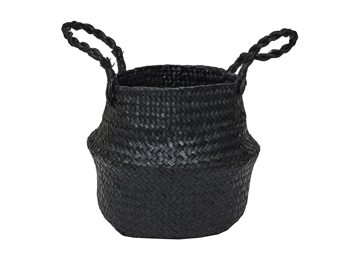 Panier Arrondi Jonc De Mer Noir Noir