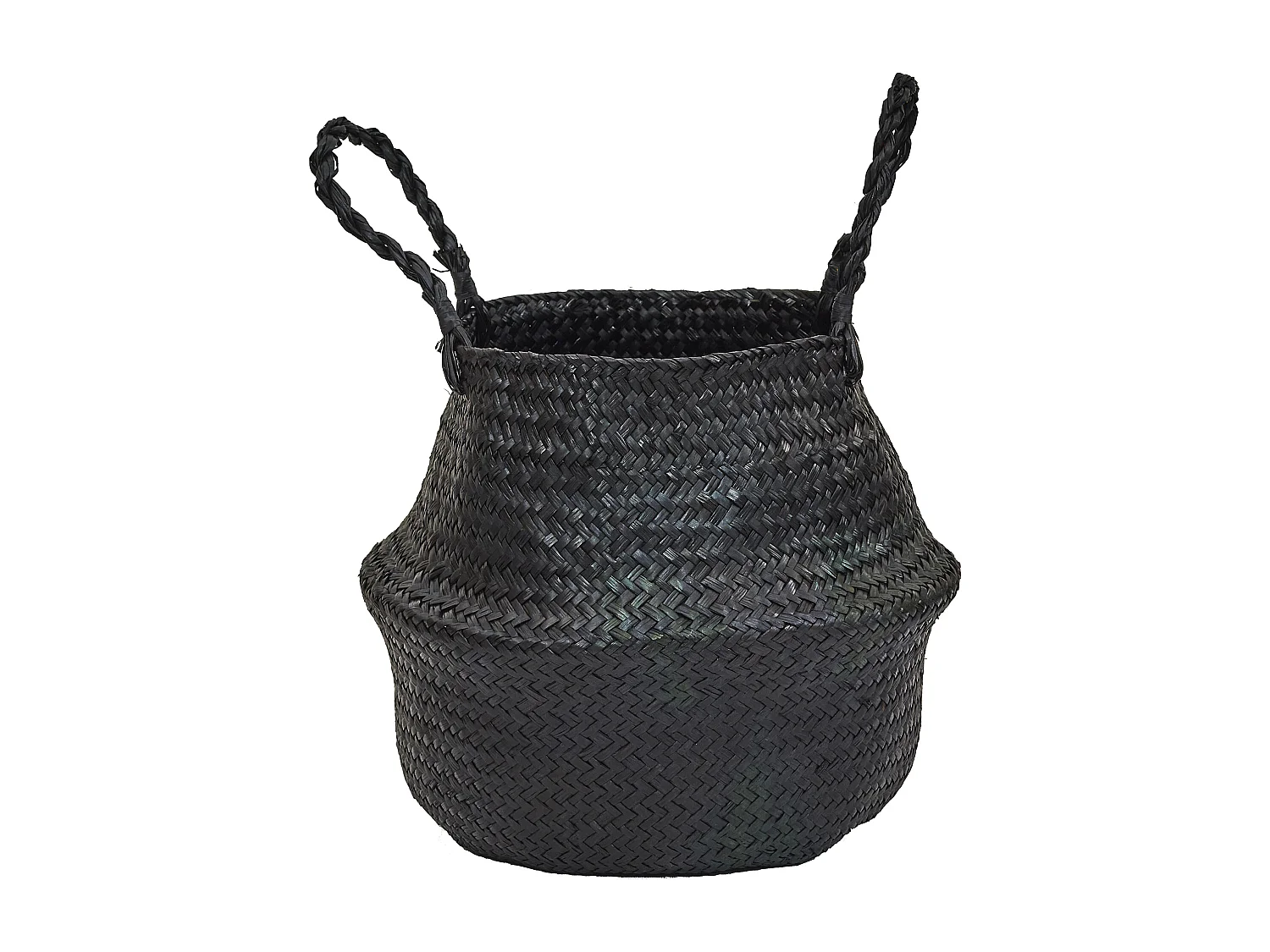 Panier Arrondi Jonc De Mer Noir Noir