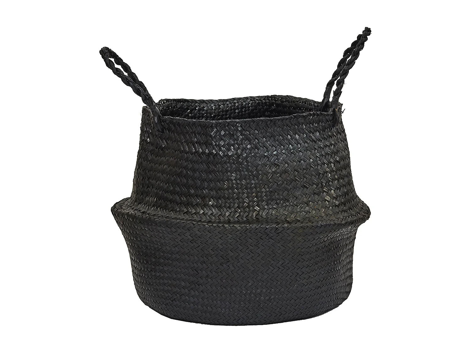 Panier Arrondi Jonc De Mer Noir Noir