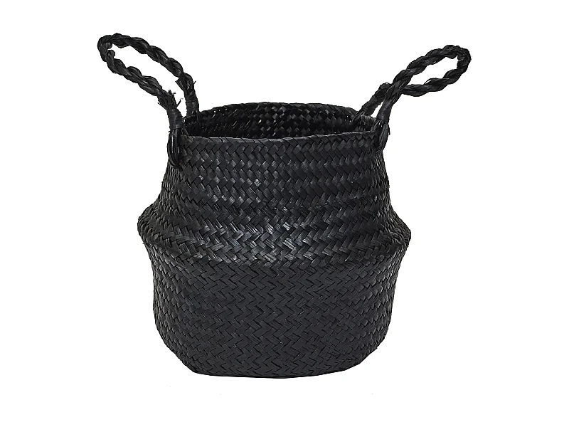 Panier Arrondi Jonc De Mer Noir Noir