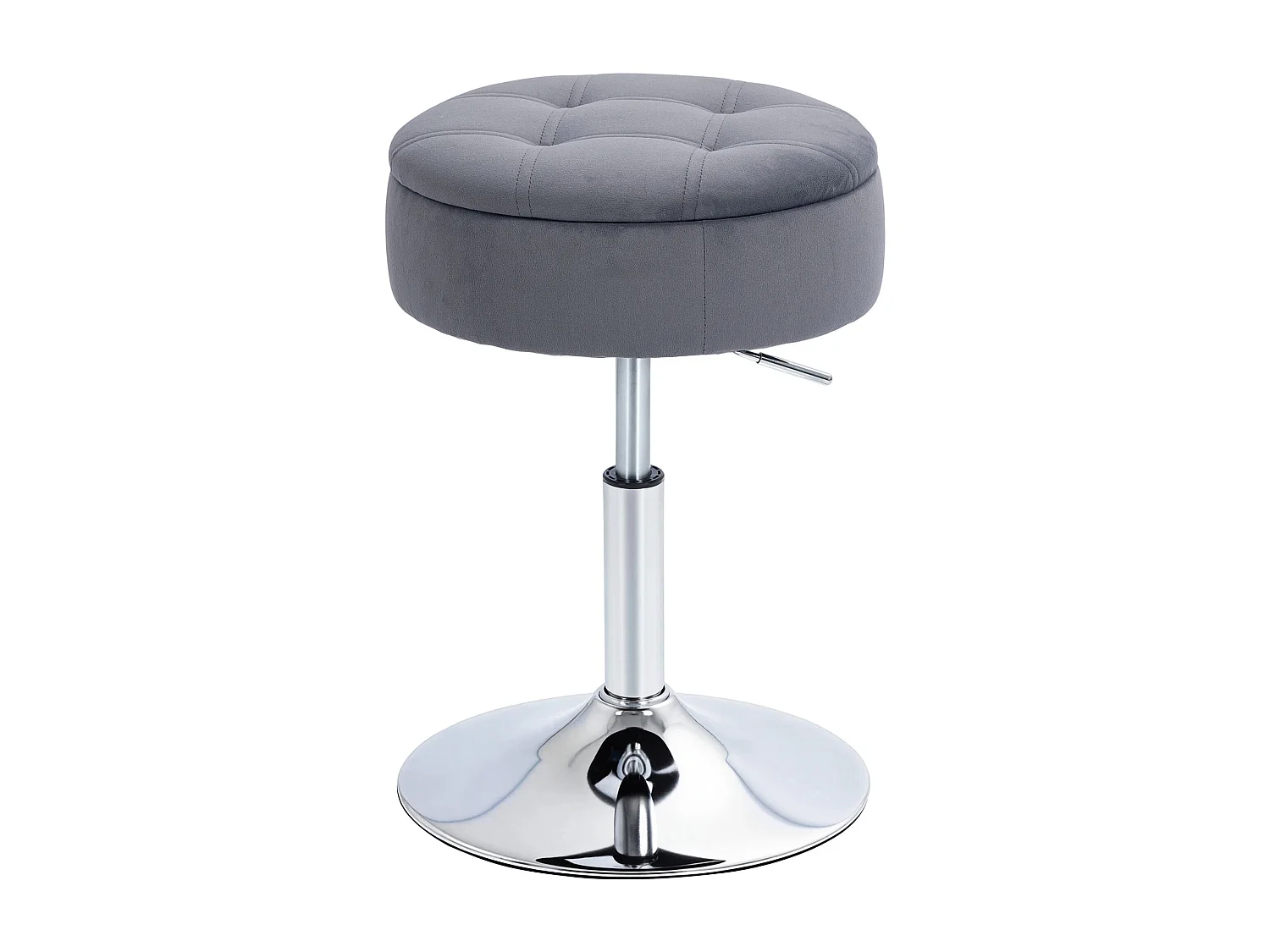 Sgabello da bar imbottito e regolabile con contenitore grigio