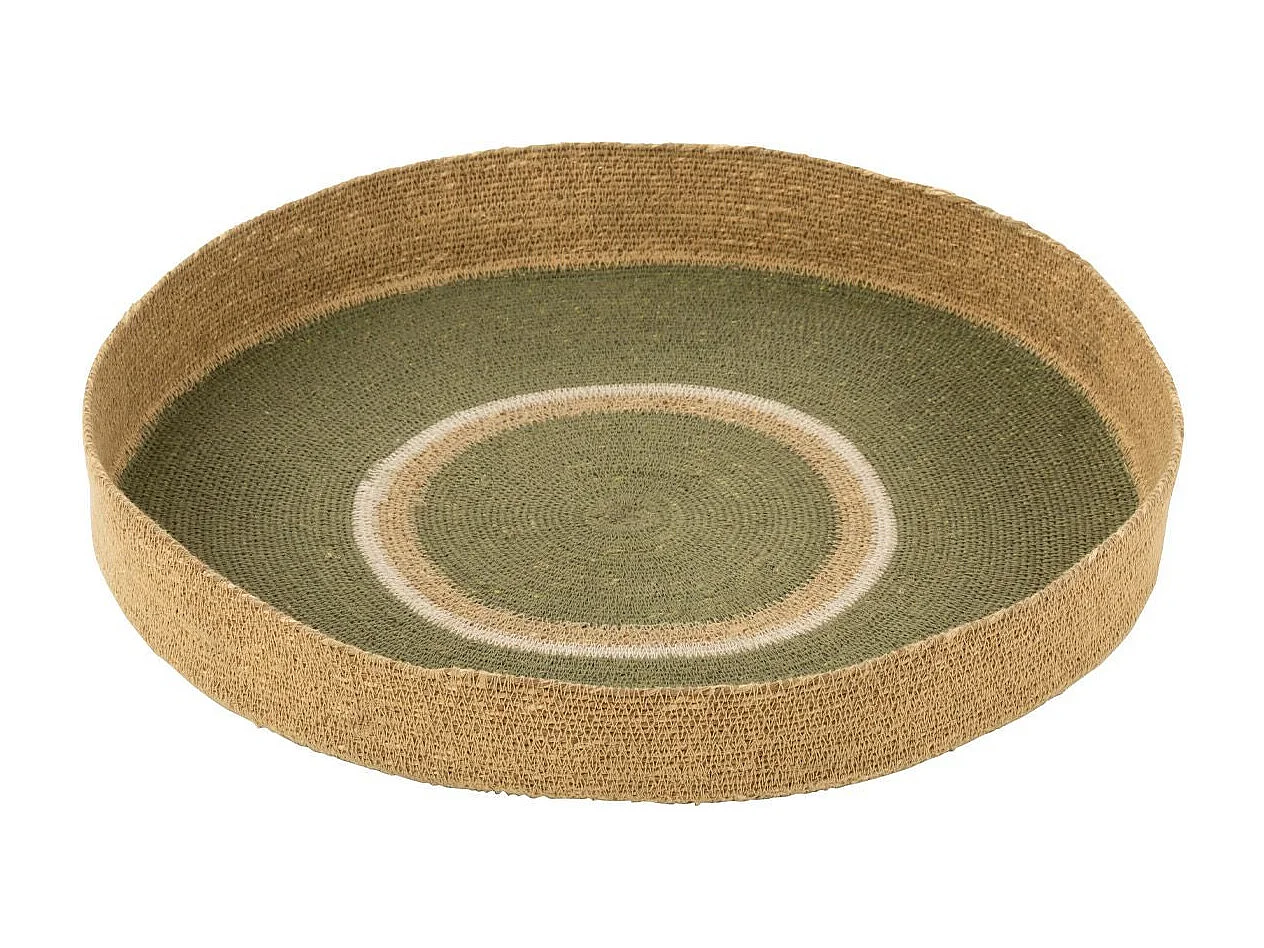 Plateau de Service en Jonc "Cercles" 50cm Vert