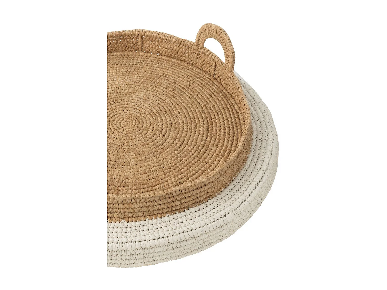 Plateau de Service Flottant "Jonc de Mer" 75cm Naturel & Blanc