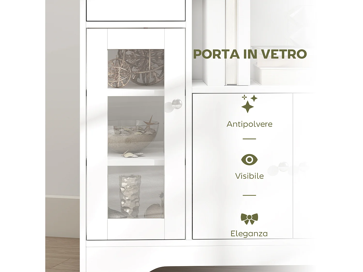 Credenza buffet portaoggetti in truciolato bianco 80x30x82 cm