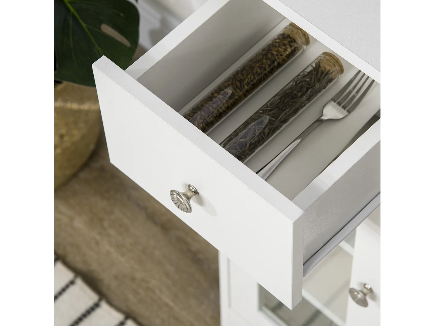 Credenza buffet portaoggetti in truciolato bianco 80x30x82 cm