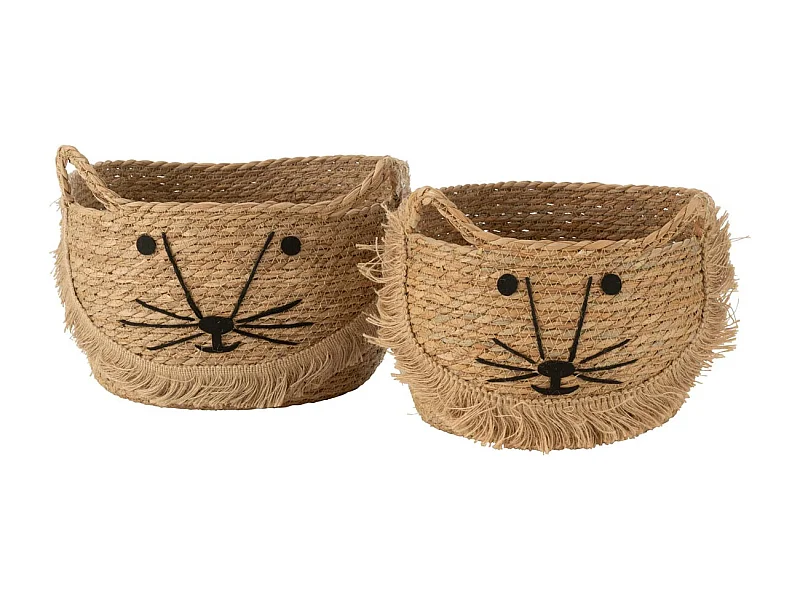 Lot de 2 Paniers en Jonc de Mer "Kitty" 36cm Naturel