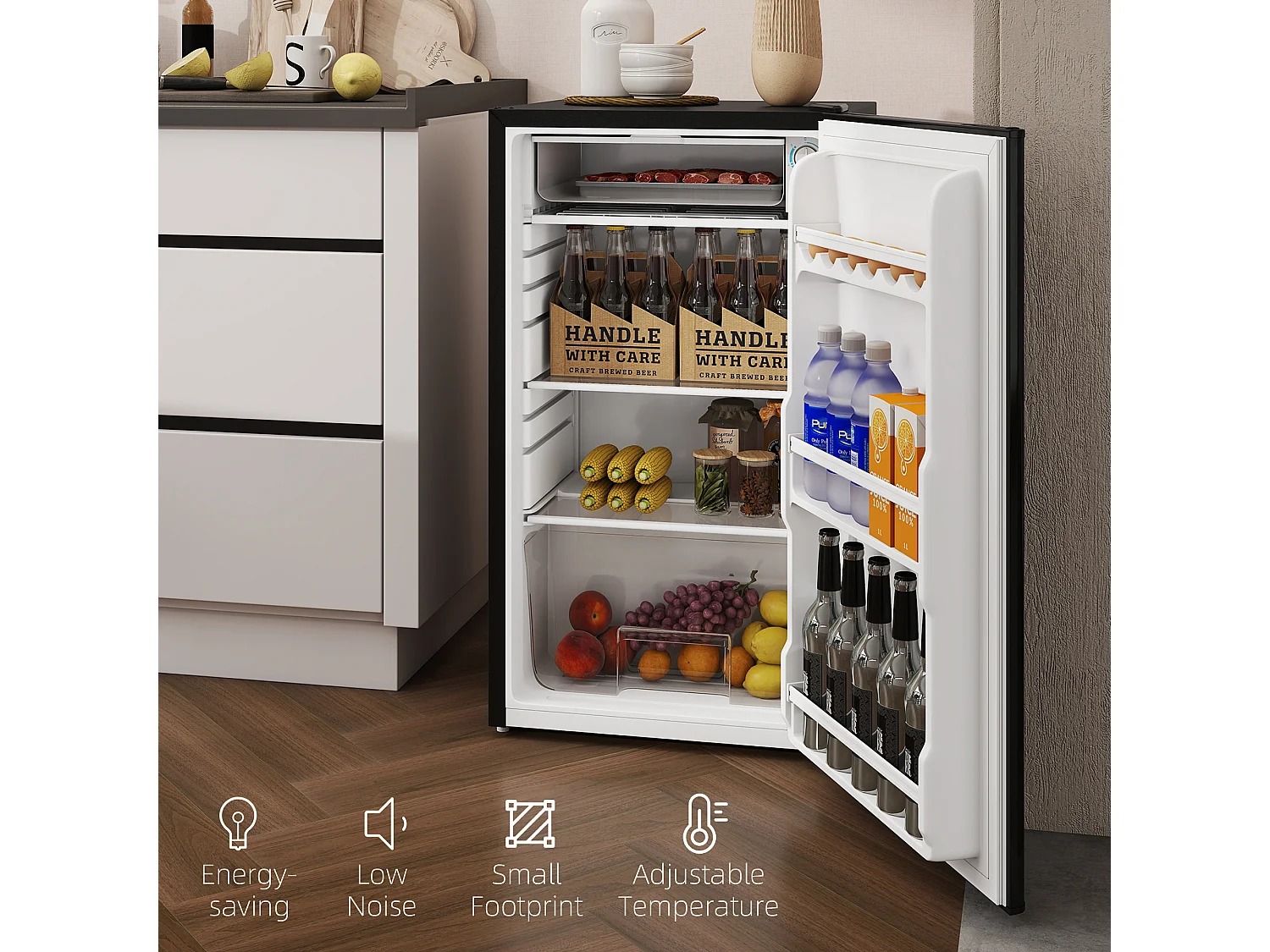 Frigo portatile 91l con scaffali a parete ripiani e cassetto nero