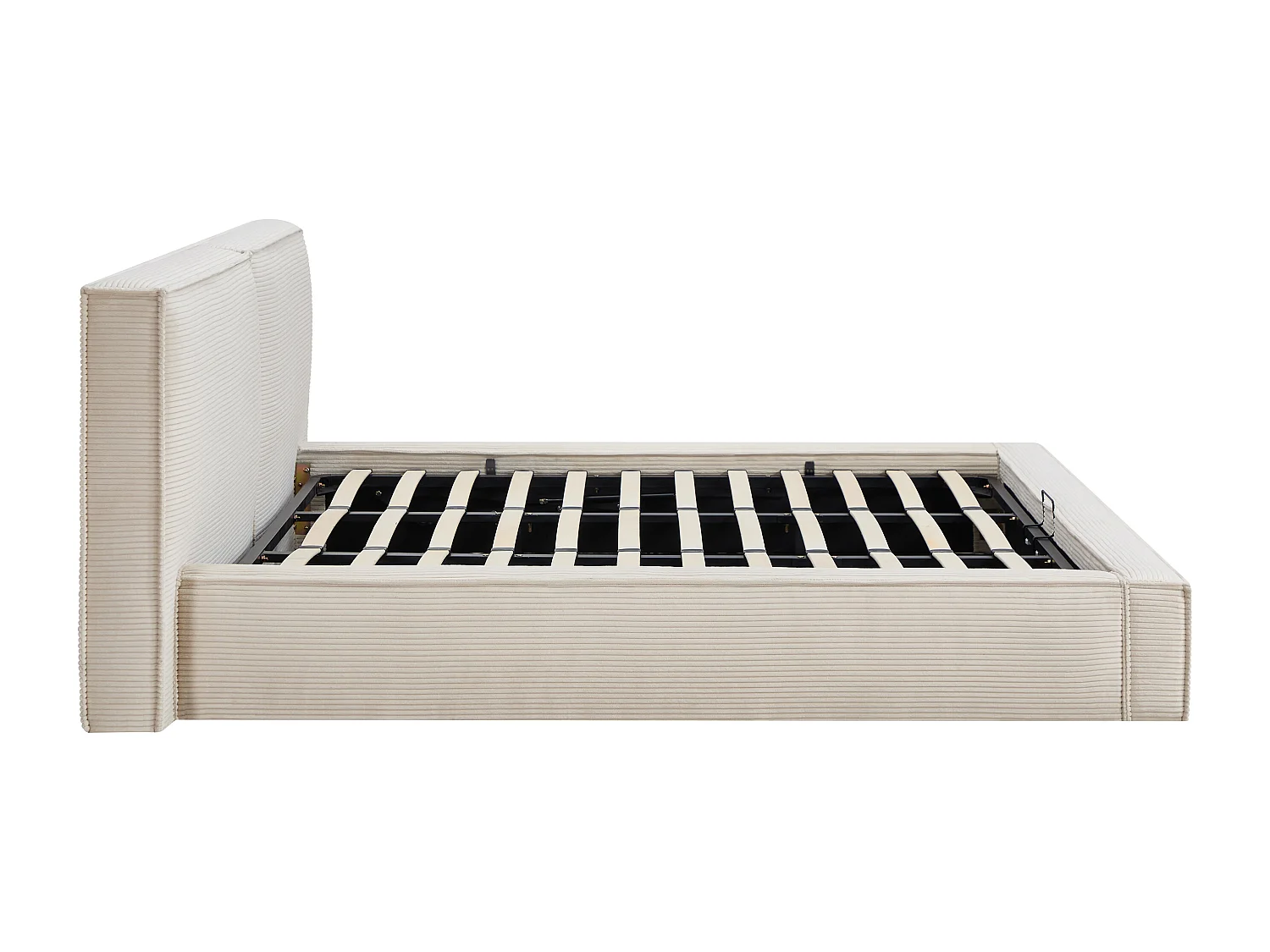 Lit coffre 180 x 200 cm – Velours côtelé – Beige + Matelas - TAVESO