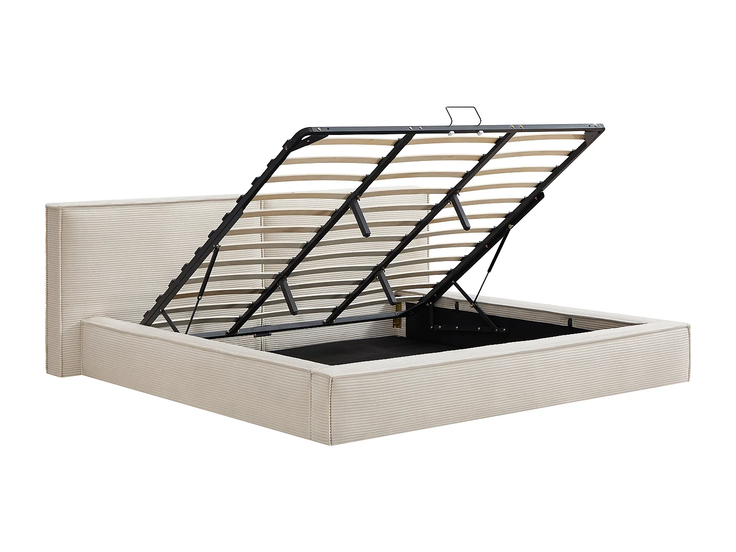 Lit coffre 180 x 200 cm – Velours côtelé – Beige + Matelas - TAVESO