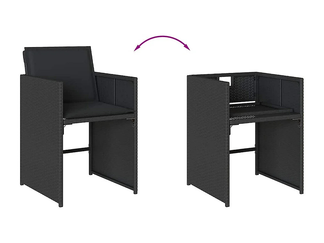 Set de comedor jardín 11 piezas con cojines ratán sintético negro