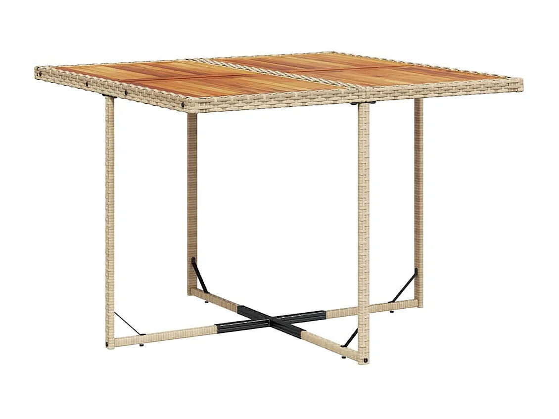 Ensemble à manger de jardin et coussins 9 pièces beige Poly rotin