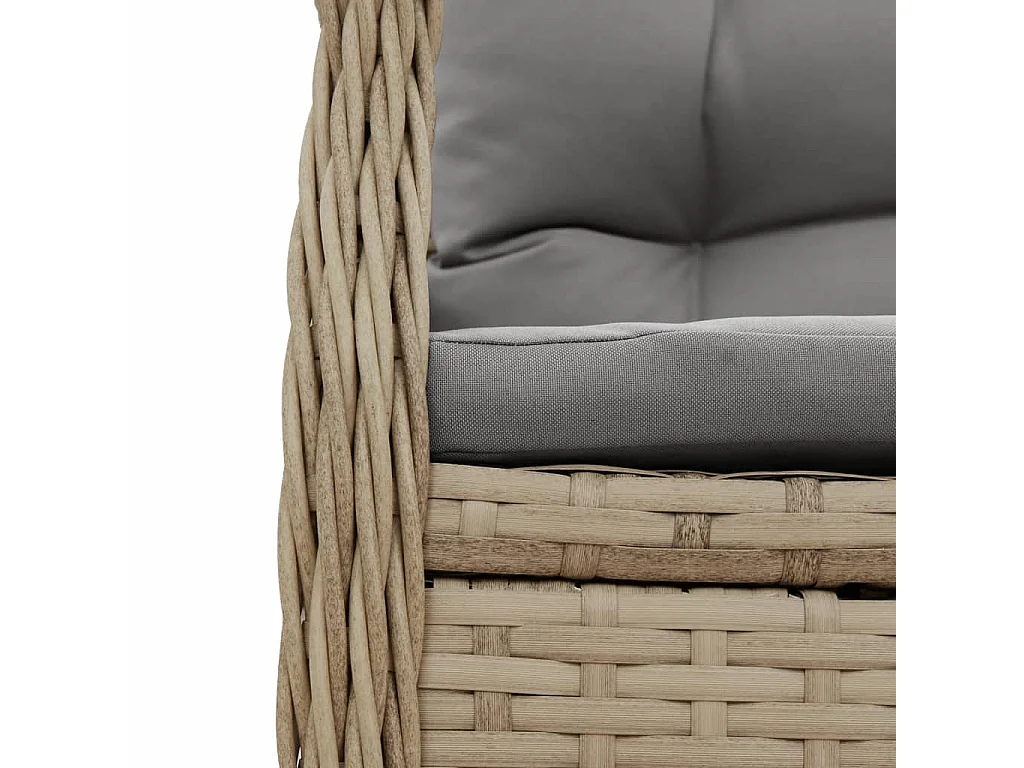 Set comedor de jardín 3 piezas con cojines ratán sintético beige