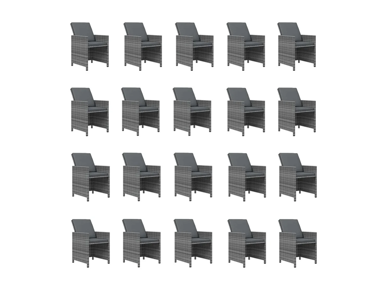 Set de comedor jardín 21 piezas con cojines ratán sintético gris