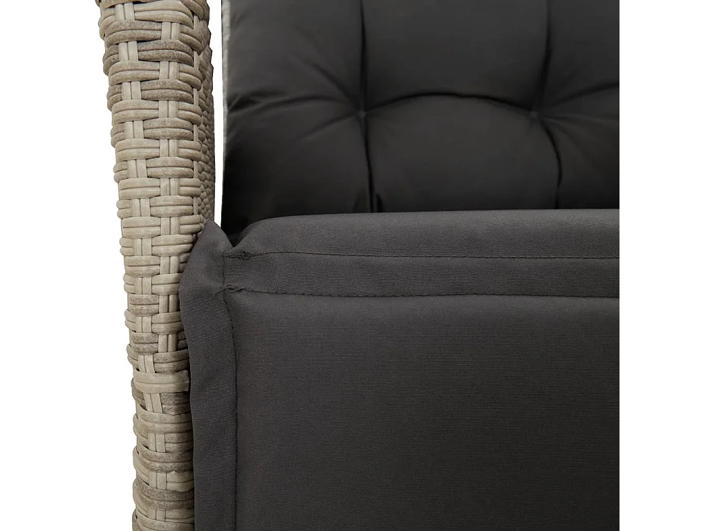 Set comedor de jardín 5 piezas cojines ratán sintético gris claro