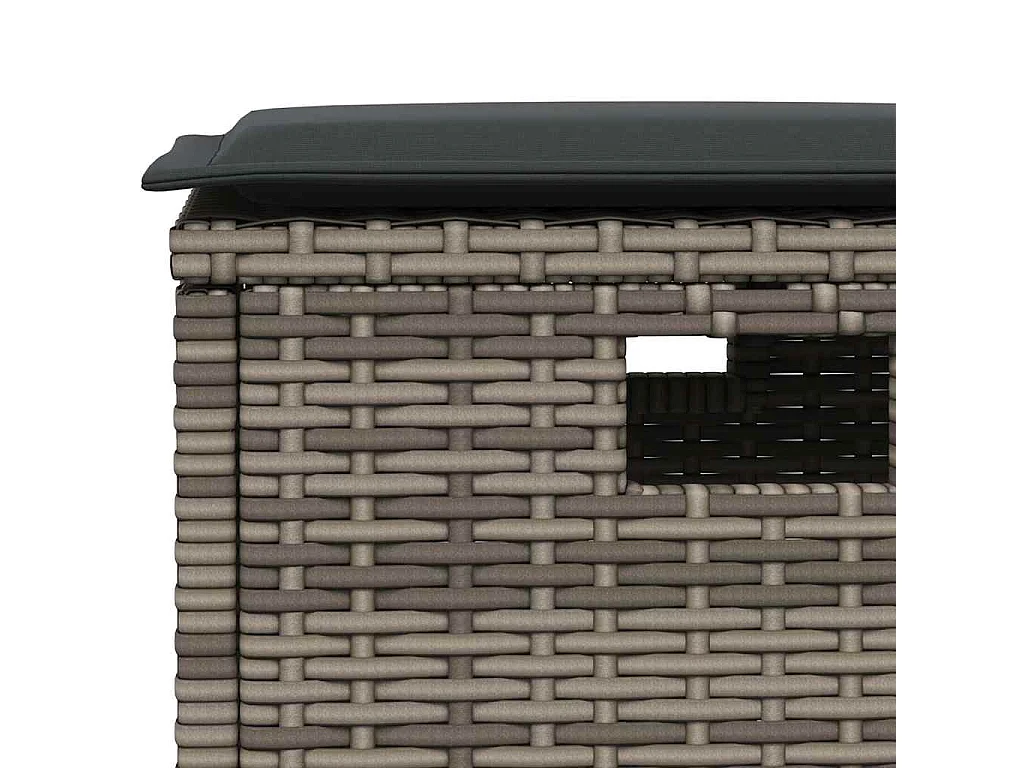 Set comedor de jardín 5 piezas con cojines ratán sintético gris