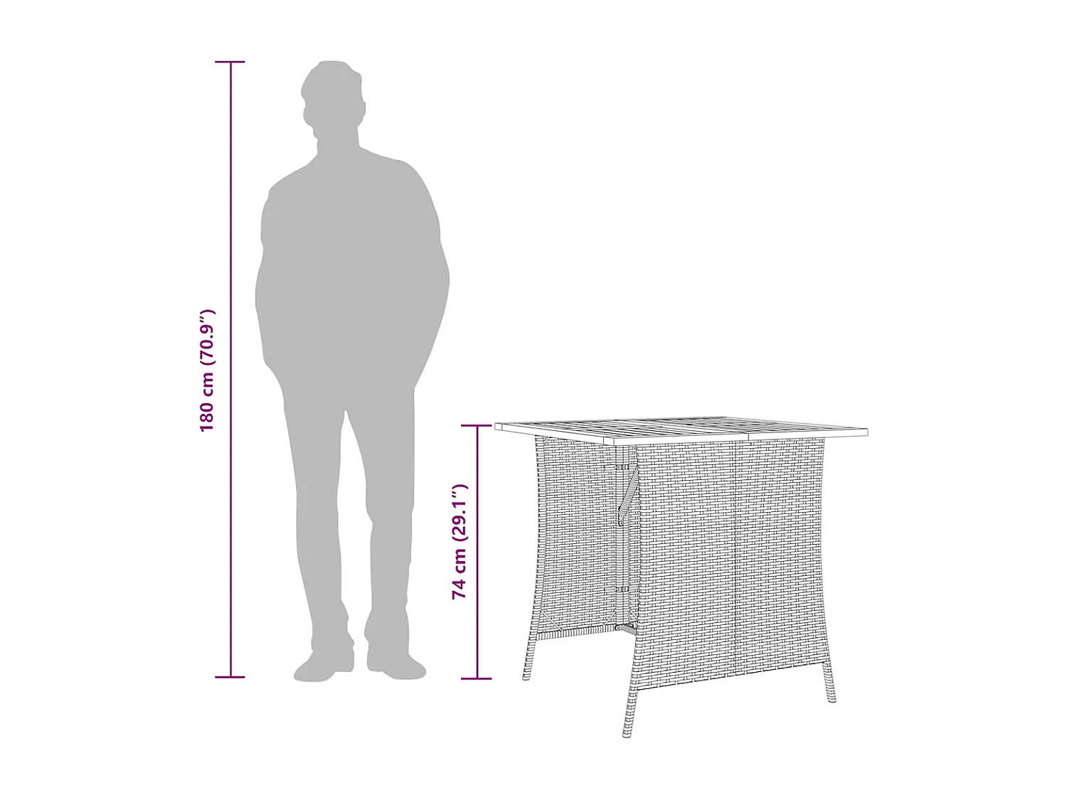 Set comedor de jardín 5 piezas con cojines ratán sintético gris