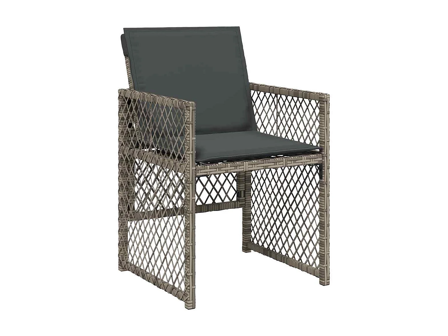 Set comedor de jardín con cojines 15 piezas ratán sintético gris