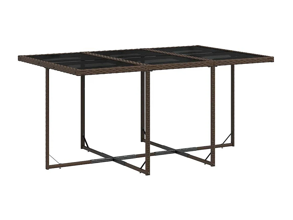 Set comedor de jardín 11 piezas y cojines ratán sintético marrón