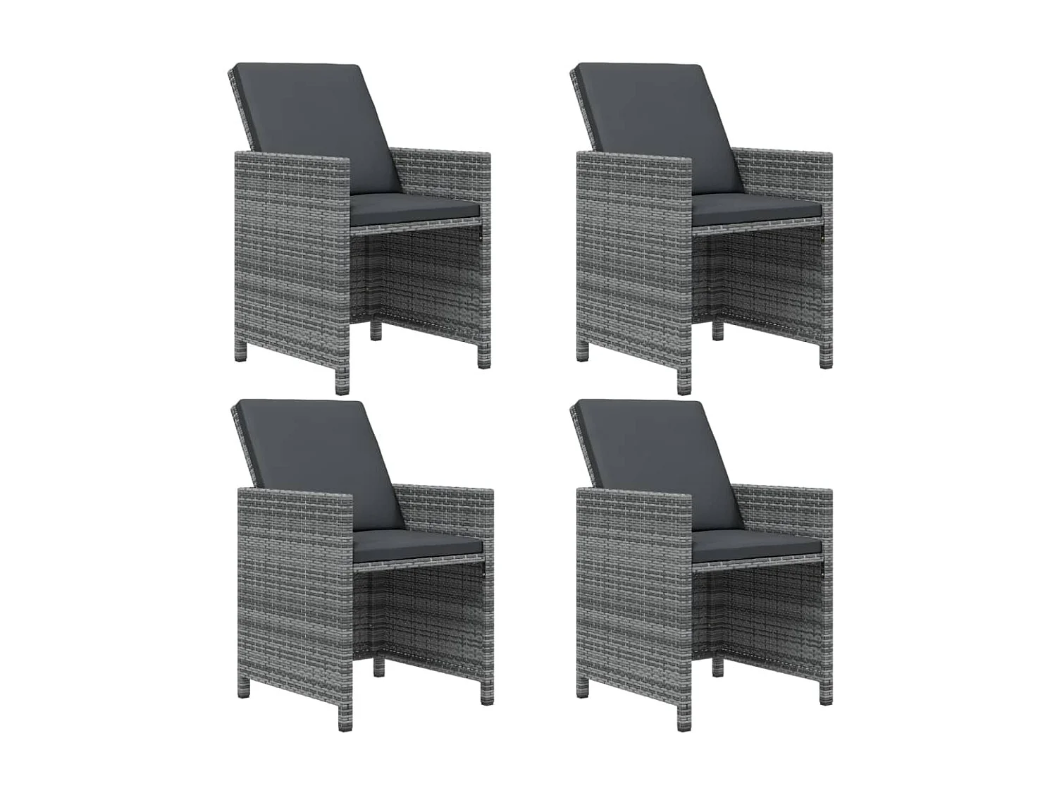 Set comedor de jardín 5 piezas con cojines ratán sintético gris